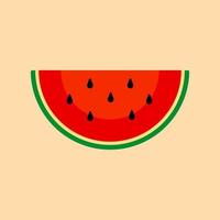 Design-Vektorillustration der Wassermelone flache. halbierte Samen in Scheiben schneiden. grüne rote runde Frucht Beerenfleischschale. gesundes Essen. süße Wassermelone. tropische Früchte. farbiger Hintergrund. vektor