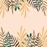 Sommer tropisches Banner im Boho-Stil. erdige beige, grüne farben. botanische, tropische blätter, pflanzenzweige für sommerverkaufsbanner, wandkunst, stoffe, design. einfache flache vektorillustration. vektor