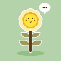 Design-Vektorillustration des glücklichen Sonnenblumencharakter-Maskottchens flache vektor