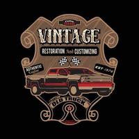 Vintage Garage Customs est. 1976 T-Shirt Vektor. klassisches Garagen-T-Shirt vektor