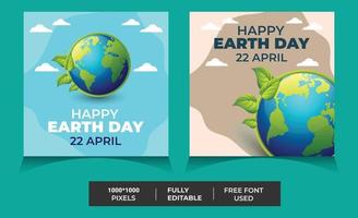 Tag der Erde-Vektor-Illustration. Earth Day Vector Illustration für Social Media-Anzeigen, Web-Anzeigen, Geschäftsnachrichten, Rabatt-Flyer und große Verkaufsbanner.