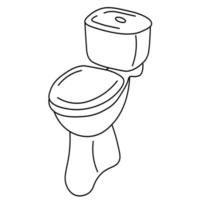 bild av toalett med tank och toalettstol i stil med doodle i svart. linjekonst vektor