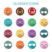 glasögon långa skugg ikoner vektor