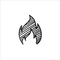 Doodle Feuer Flamme Logo Vektor Illustration Designvorlage. vektorfeuerflammenzeichenillustration lokalisiert mit hand gezeichnetem stil