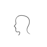 Gesichtslinienschattenbild des menschlichen Kopfes mit der Hand gezeichneten Gekritzelart lokalisiert vektor