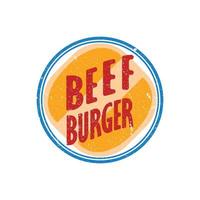 Vintage Ham Beef Patty Burger für Fast-Food-Restaurant Retro-Logo-Design vektor