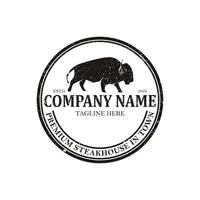 bison bull buffalo angus silhouette biff vintage retro logotypdesign vektor