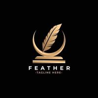 goldene Feder elegante Logo-Icon-Vorlage vektor