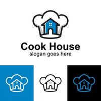 matlagning hemma med hatt kock för catering, matlagningsskola, husmanskost företag mat logotyp design vektor