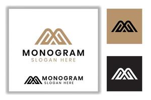 elegant och lyxig monogram bokstaven m med bergssymbol för företagsidentitet logotyp mall vektor