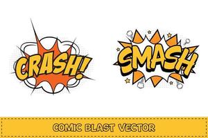 Crash-Comic-Explosion mit weißen, gelben und orangen Farben. zertrümmere Comic-Explosion mit gelber und weißer Farbe. komische Explosion. Crash-Explosionsblase für Cartoon-Reden. komischer Explosionsvektor. vektor