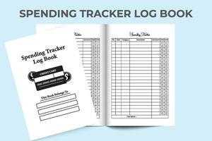 Ausgaben-Tracker-Logbuch-Innenraum. Checker-Notizbuch für ausgegebenes Geld und Journalvorlage für Ausgaben-Tracker. Inneres eines Notebooks. monatliche logbuchvorlage für geschäftliche oder persönliche ausgabenverfolgung. vektor