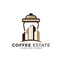 Kaffee-Logo-Design-Vorlage Kaffee-Anwesen, Kaffee-Immobilien, Kaffee-Gebäude vektor