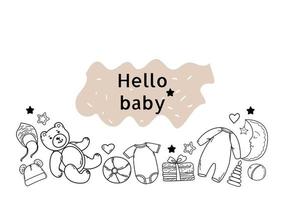 banner baby. doodle skiss handritad stil vektor