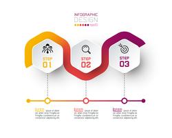 Hexagon Label mit farbigen Linien verknüpften Infografiken. vektor