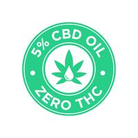 5 Prozent CBD-Öl-Symbol. Null THC.