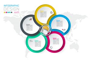 Cirkeletikett infografisk med 5 steg. vektor