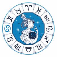 Krebs Sternzeichen als schönes Mädchen. Tierkreis. Horoskop. Astrologie. Vektor. vektor