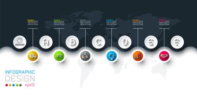 Business cirkel etiketter form infographic i horisontella. vektor