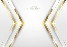 abstrakt elegant modern malldesign 3d vit och guld pil med belysning på ren bakgrund lyxig stil vektor