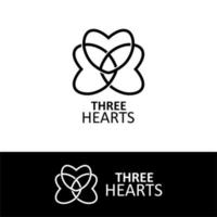 Drei-Herzen-Logo in einem vektor