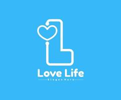 buchstabe l love logo einfach, geeignet für das logo einer klinik, eines krankenhauses oder eines unternehmens für medizinische geräte vektor
