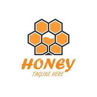 Bienenstock trinken Honigbienen-Logo-Vektor. Markenlogo für Honiggetränke vektor