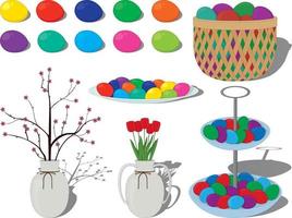osterfeier farbige eier und dekorsammlungsvektorillustration vektor