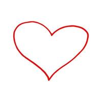 Herz handgezeichnetes Gekritzel. , minimalismus, symbol, aufkleberdekor liebe valentinstag rot vektor
