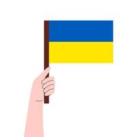 handen håller en flagga med ukrainska. inget krig. antikrigsdemonstration. stanna med ukrainska konceptet. vektor illustration isolerad på vit bakgrund
