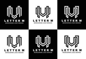 uppsättning kreativa bokstaven m monogram logotyp mall vektor