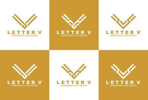 satz der kreativen monogramm-logo-vorlage des briefes v vektor