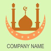 Modern islamisk moské vektor Logo och ikon på mjukgrön färg bakgrund