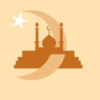 Modernes islamisches Moscheevektorlogo und -ikone auf Sahnefarbhintergrund vektor