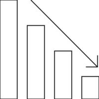 nach unten gerichtetes Diagramm mit flacher, dünner Linie und bearbeitbaren Strichen. vektor