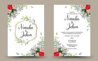 bröllopsinbjudan med blommig bakgrundsdesign. vektor