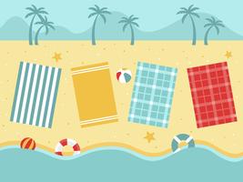 Sommerurlaub, Strandblick mit Strandausrüstung vektor