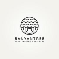 banyan tree plant minimalistisk linjekonst ikon logotyp vektor