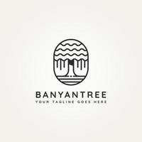 banyan tree minimalistisk linjekonst ikon logotyp vektor