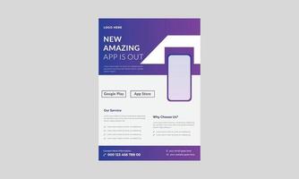 Flyer-Vorlage für mobile Apps, Flyer-Vorlage für Werbeaktionen für mobile Apps, Flyer für mobile Apps und Posterdesign. vektor