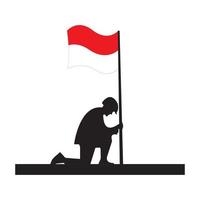 indonesischer unabhängigkeitstag am 17. august flache designvektorillustration, indonesische unabhängigkeitszeremonie, charaktere, kemerdekaan indonesien vektor