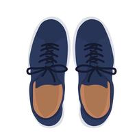 Herrenschuhe Vektor Stock Illustration. ein Paar Turnschuhe für einen Teenager. ein Paar blaue Lederschuhe. Wildleder-Loafer. getrennt auf einem weißen Hintergrund.