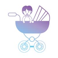 Linie Baby im Kinderwagen Design vektor