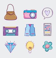 Set av ungdomskultur ikoner vektor