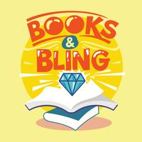 Bücher und Bling Phrase Illustration.Back to School-Zitat vektor