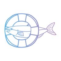 Linie Fisch mit Leben Boje Objektdesign vektor