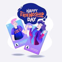 Glad vänskapsdag. Vektor illustration av vänner från sociala nätverk