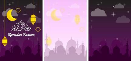 ramadan kareem färgglada gratulationskort vektor