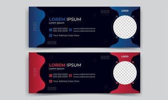 Moderne Business-E-Mail-Signatur und Facebook-Cover-Designvorlage mit zwei schönen Farben Blau und Rot vektor