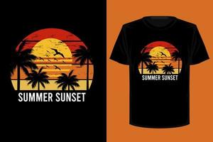 sommar solnedgång retro vintage t-shirt design vektor